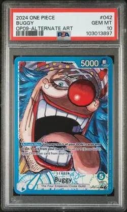 One Piece Buggy Alt Art Leader OP09-042 Emperors in the New World PSA 10 English - Image 1