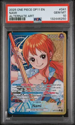 One Piece A Fist of Divine Speed Nami OP11-041 Alternate Alt Art Leader PSA 10 - Image 3