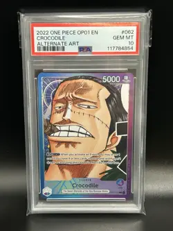 2022 One Piece OP01-062 Crocodile EN Alternate Art Leader Romance Dawn PSA 10 - Image 1