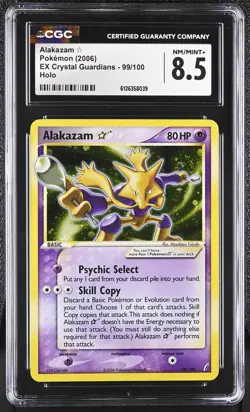 CGC 8.5 Alakazam Gold Star EX Crystal Guardians 99/100 Holo SWIRL Pokemon Card - Image 1