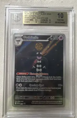 2025 Pokemon Gothitelle #211 Tech Sticker Promo White Flare BGS 10 - Image 1