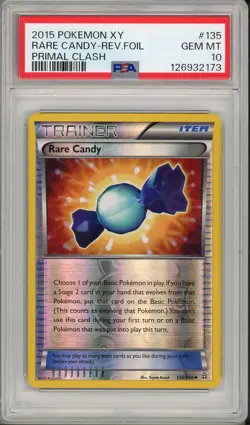 2015 Pokemon XY Primal Clash Rare Candy Reverse Foil Holo #135 PSA 10 Pop 1 - Image 1