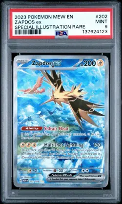 2023 POKEMON MEW EN ZAPDOS EX SPECIAL ILLUSTRATION RARE 202/165 PSA 9 MINT - Image 1