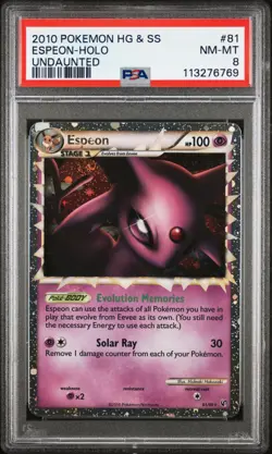 2013 POKEMON UNDAUNTED ESPEON PRIME #81 ULTRA RARE PSA 8 NM #113276769 - Image 1