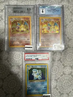 GRADED SPANISH POKEMON LOT CHARIZARD BLASTOISE - Image 1