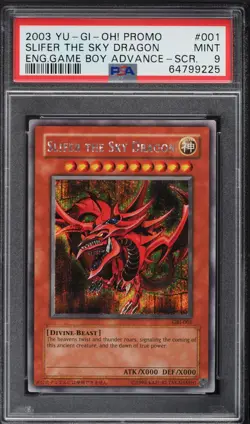 2003 YUGIOH GBI-001 SLIFER THE SKY DRAGON SECRET RARE PROMO PSA 9 MINT #64799225 - Image 1