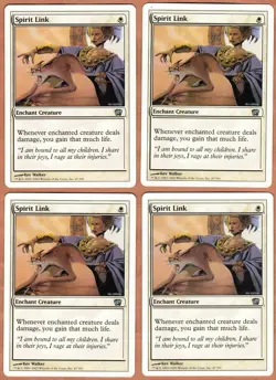 MTG Magic The Gathering 4x Spirit Link - 8th Edition (8ED) Ucommon Playset MP - Image 1
