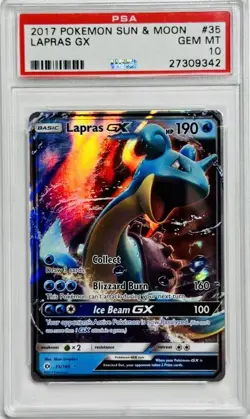 2017 Pokemon Sun & Moon #35 Lapras GX Holo Ultra Rare PSA 10 GEM MINT Low POP - Image 1