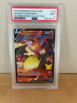 2021 POKEMON SWSH PROMO CELEBRATIONS COLLECTION LANCE'S CHARIZARD V PSA 9 - Image 1