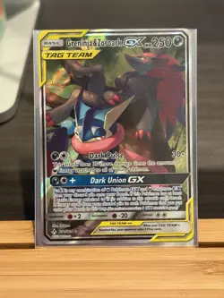 Pokemon Greninja & Zoroark GX TAG TEAM Full Art Ultra Rare Holo 201/214 250 HP - Image 1