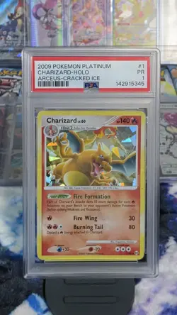 2009 POKEMON PLATINUM ARCEUS CRACKED ICE #1 CHARIZARD-HOLO PSA 1 - Image 1