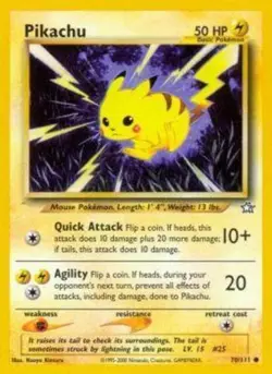4x Moderately Played Pikachu - 70/111 - Common - Unlimited Edition Pokemon Neo G - Image 1