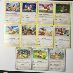 Eevee Pokemon Card Lot x11 Unique Cards - Excellent Condition - Image 1