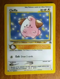 VINTAGE RARE CLEFFA POKEMON BLACK STAR PROMO TRADING CARD 31 CLEFAIRY NEW - Image 1