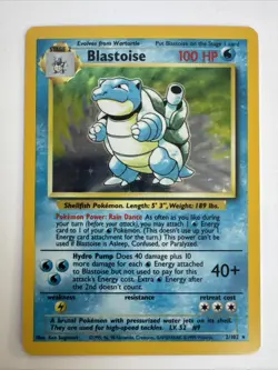 Blastoise 002/102 Base Set Holo LP Excellent Condition Pokemon Cards - Image 1