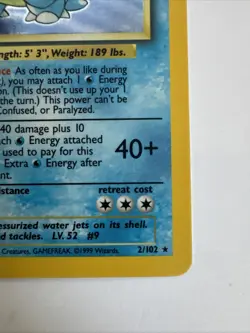 Blastoise 002/102 Base Set Holo LP Excellent Condition Pokemon Cards - Image 5