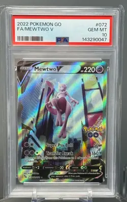 PSA 10 GEM MINT 2022 POKEMON GO FA MEWTWO V #072 ALTERNATE FULL ART HOLO - Image 1