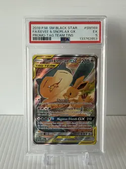 2019 Fa/Eevee & Snorlax Gx Pokemon Sm Black Star Promo SM169 PSA 5 Ex - Image 1