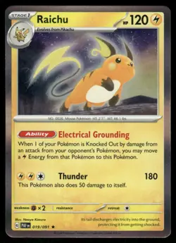 2024 Scarlet & Violet Series - Paldean Fates Raichu Rare #19 - Image 1