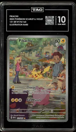 Pokemon Pikachu 151 MEW EN Illustration Rare #173 TAG 10 Gem Mint - Image 1