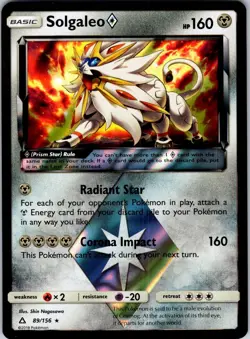 Solgaleo Prism Star 89/156 SM - Ultra Prism Pokemon TCG NM Holo - Image 1