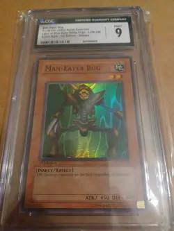 Yu-Gi-Oh Man-Eater Bug LOB-108 1st Edition Super Rare Holo CGC 9 Glossy - Image 2
