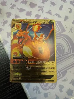 Pokemon Interlaced Flames Charizard V Gold Foil Card LV. 92 HP 522 Fan Art Mint - Image 1