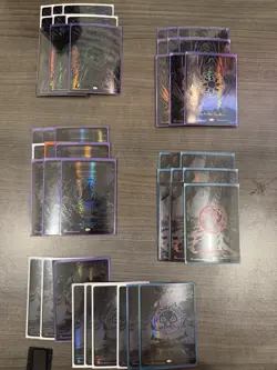 PHYREXIAN OIL SLICK - ALL LANDS- FULL DRAFT SET (9 Of Each RAISED TEXTURED FOIL) - Image 1
