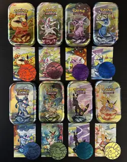 Pokemon Prismatic Envolution Mini Tin Set - W/ Arts And Coins - *No Packs* - Image 1