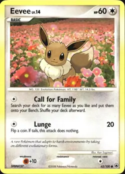 Eevee 62/100 Majestic Dawn Common Pokemon NM 2008 - Image 2