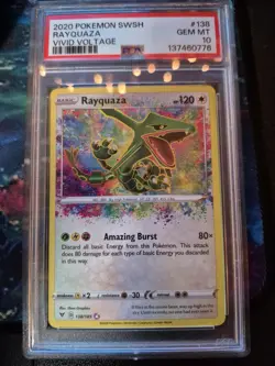 2020 POKEMON SWORD & SHIELD VIVID VOLTAGE #138 RAYQUAZA PSA 10 - Image 1