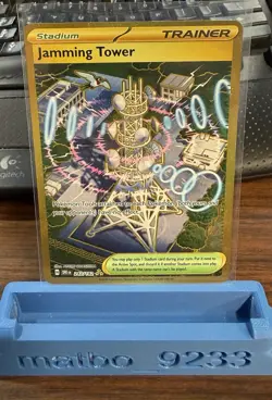 Pokemon Jamming Tower Hyper Rare Gold Trainer Full Art 243/182 Destined Rivals - Image 1