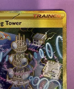 Pokemon Jamming Tower Hyper Rare Gold Trainer Full Art 243/182 Destined Rivals - Image 4