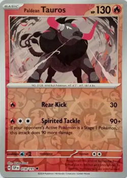 Paldean Tauros - Reverse Holo - Surging Sparks - Pokemon TCG - 018/191 - Image 1