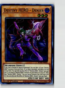 Destiny HERO - Denier Super Rare Burst of Destiny BODE-EN018 LP Yugioh Card - Image 3