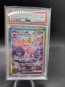 PSA 9 Espeon ex SAR 211/187 sv8a Terastal Festival Japanese 2024 Pokemon Card - Image 1