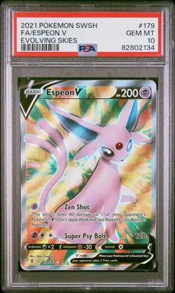 2021 POKEMON SWORD & SHIELD EVOLVING SKIES #179 FULL ART/ESPEON V PSA 10 - Image 1