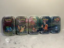 Pokemon TCG - Kanto Friends Mini Tins D21 (Artwork Set of 5) - Sealed - Image 1