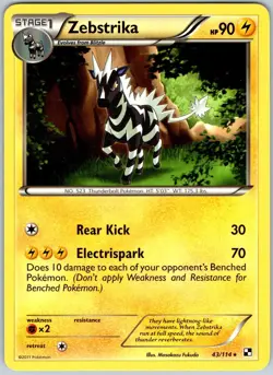Zebstrika 43/114 Rare Black & White Pokemon NM - Image 1