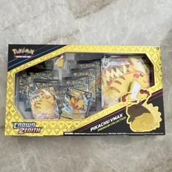 Pokemon Crown Zenith Pikachu VMAX Premium Collection Box 5 Boosters 2 Promos - Image 1