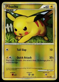 Pokemon Card - Pikachu HeartGold SoulSilver 78/123 Common Reverse Holo - Image 1