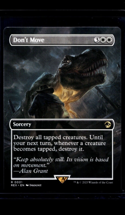 2023 MTG Magic the Gathering Jurassic Park World T Rex Borderless #1 Don't Move - Image 1