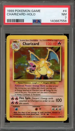 Pokemon Charizard Base Set Unlimited Holo Rare #4 PSA 7 - Image 1