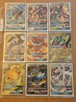 (9) Pokemon GX Full Art Card LOT Gyarados Raichu Lunala Guzzlord Noivern EX - Image 1