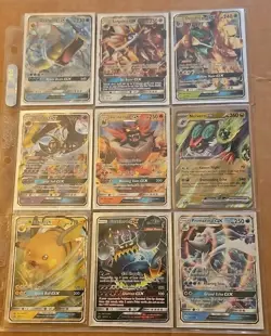 (9) Pokemon GX Full Art Card LOT Gyarados Raichu Lunala Guzzlord Noivern EX - Image 4