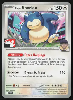Pokemon Hop's Snorlax 117/159 Prize Pack Series Cards Normal Pack Fresh - NM - Image 1