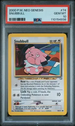 2000 POKEMON NEO GENESIS #74 SNUBBULL PSA 10 - Image 1