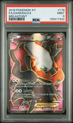 2016 POKEMON XY BREAKPOINT #118 FULL ART/DARKRAI EX PSA 9 - Image 1