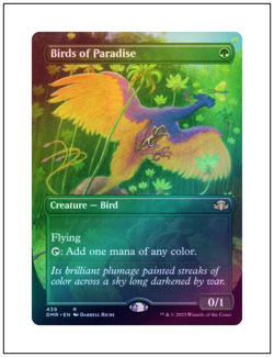 1x Birds of Paradise, Borderless Art Foil, Dominaria Remastered, Magic MTG NM - Image 1
