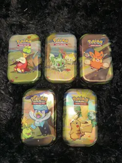 Pokemon Paldea Friends Mini Tin Lot Set Of 5 *NO PACKS* With Stickers - Image 1